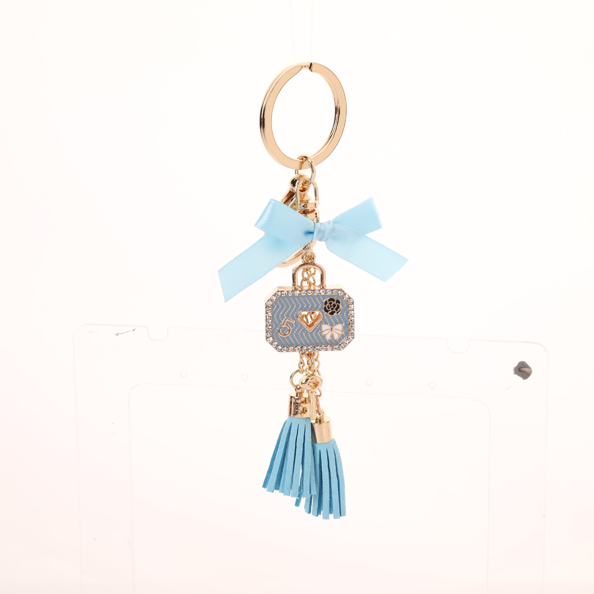 Wholesale Zirconia Bow Metal Tassel Keychain